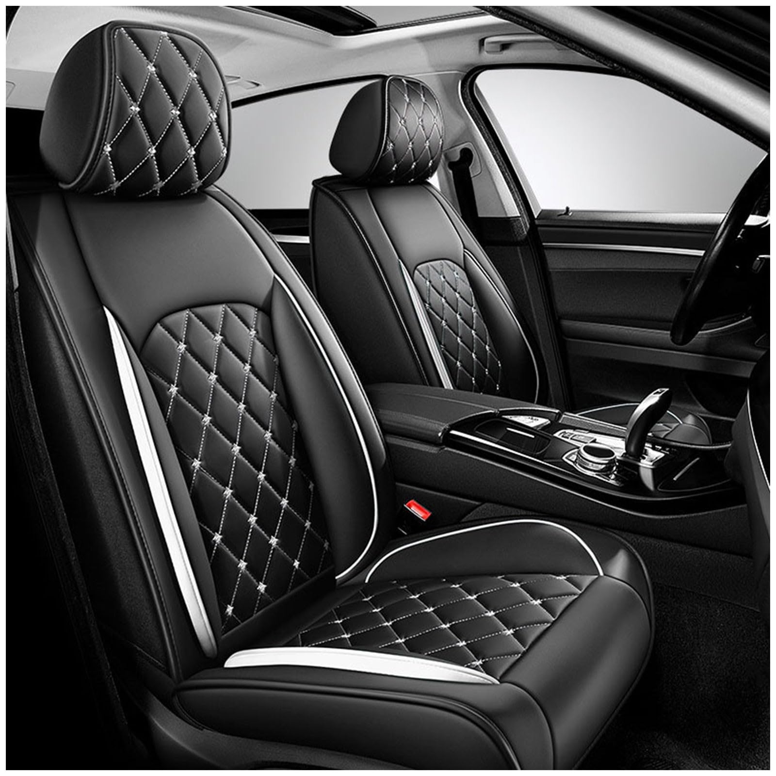 CARXB Autositzbezüge für 𝖠udi Q5e Q7 Q8, Sitzbezug-Sets für vorne und hinten, wasserdichter Autositzschutz, Autositzschutzbezug aus PU-Leder 5-Sitzer Sitzkissen(Color:01,Size:) von CARXB