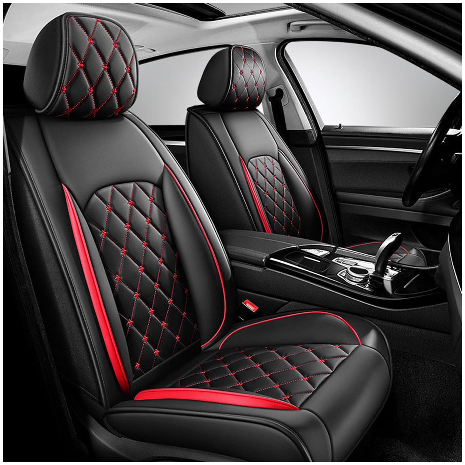 CARXB Autositzbezüge für 𝖠udi Q5e Q7 Q8, Sitzbezug-Sets für vorne und hinten, wasserdichter Autositzschutz, Autositzschutzbezug aus PU-Leder 5-Sitzer Sitzkissen(Color:04,Size:) von CARXB