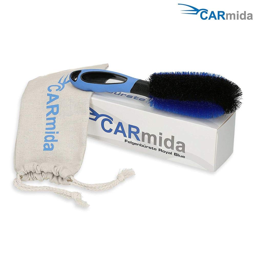 CARmida Premium Auto Felgenbürste im Stoffbeutel Wahl zur Felgenreinigung - für Stahlfelgen und Alufelgen -Waschbürste- von CARmida