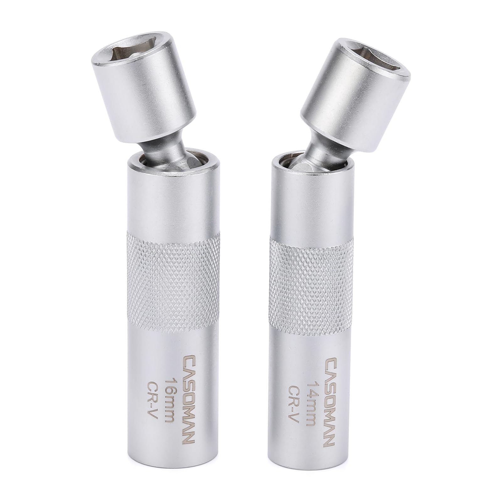 CASOMAN 2PCS 3/8" Dr. Swivel Magnetic Spark Plug Socket, 14mm & 16mm, 360° Degree Swivel, 12-Point, CR-V, Length: 4-Inch CASOMAN 2PCS 3/8" Dr. Swivel Magnetic Spark Plug Socket, 14mm & 16mm, 360° Degree Swivel, 12-Point, CR-V, Length: 4-Inch von CASOMAN