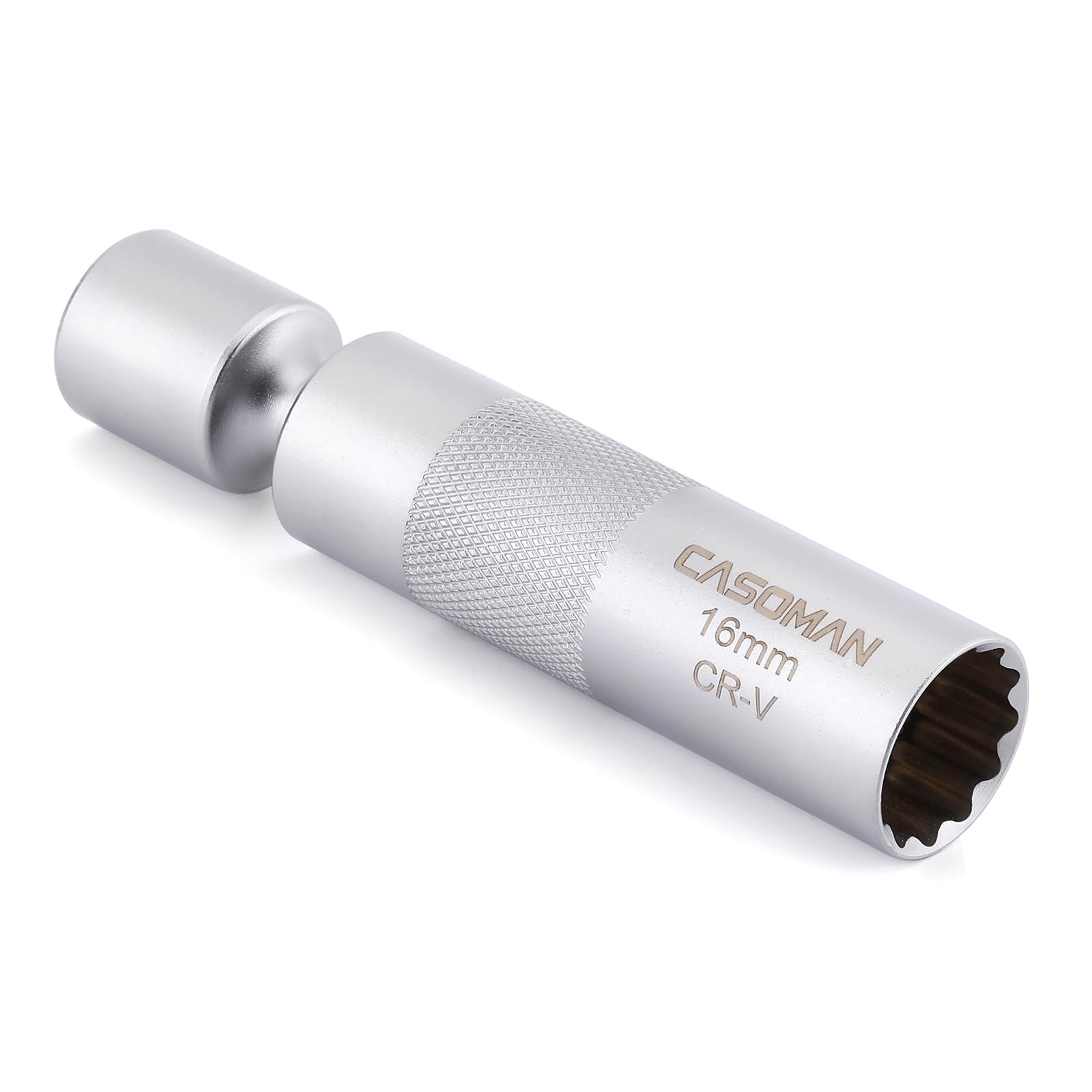 CASOMAN 3/8" Dr. Swivel Magnetic Spark Plug Socket-16mm, 360° Degree Swivel, 12-Point, CR-V, Length: 4-Inch von CASOMAN