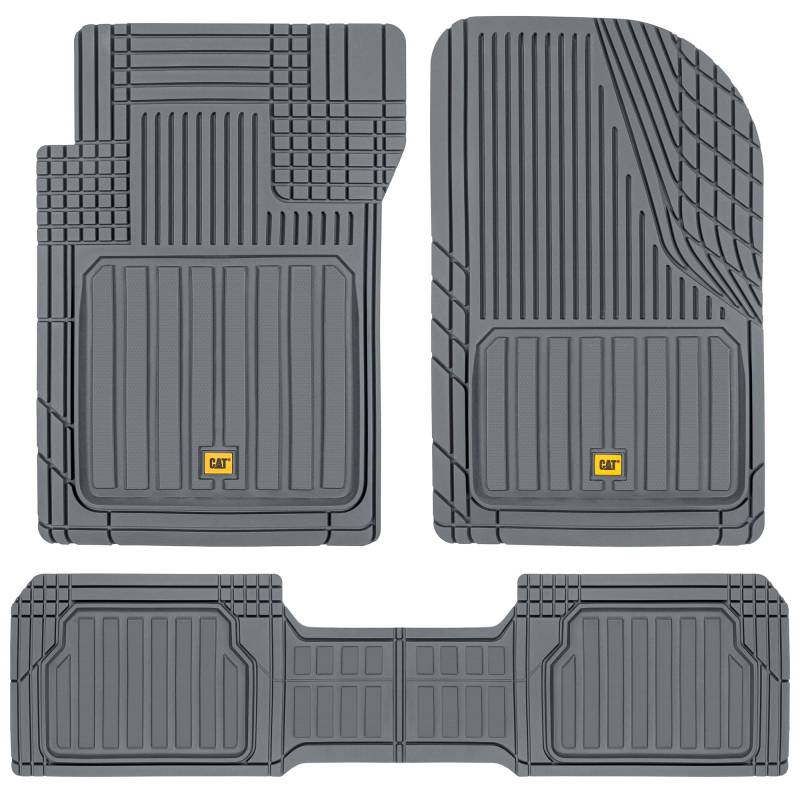 Caterpillar CAMT-8303 Advanced Performance ToughLiner Gummi-Auto-Fußmatten für Auto, LKW, SUV und Van, vollständige Anpassung an die Auskleidung, strapazierfähig, geruchlos, Allwetterschutz, Grau von CAT