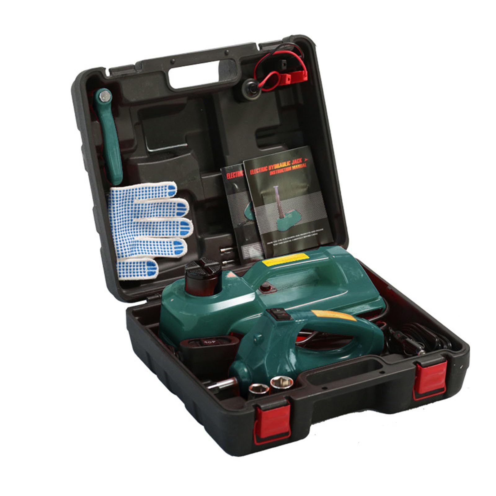 CAULO Multifunktionales tragbares Autoreifen-Reparaturset, 5 Tonnen elektrischer Reifenheber, hydraulischer Wagenheber, Schlagschrauber, SUV-Kofferraum (Green) von CAULO