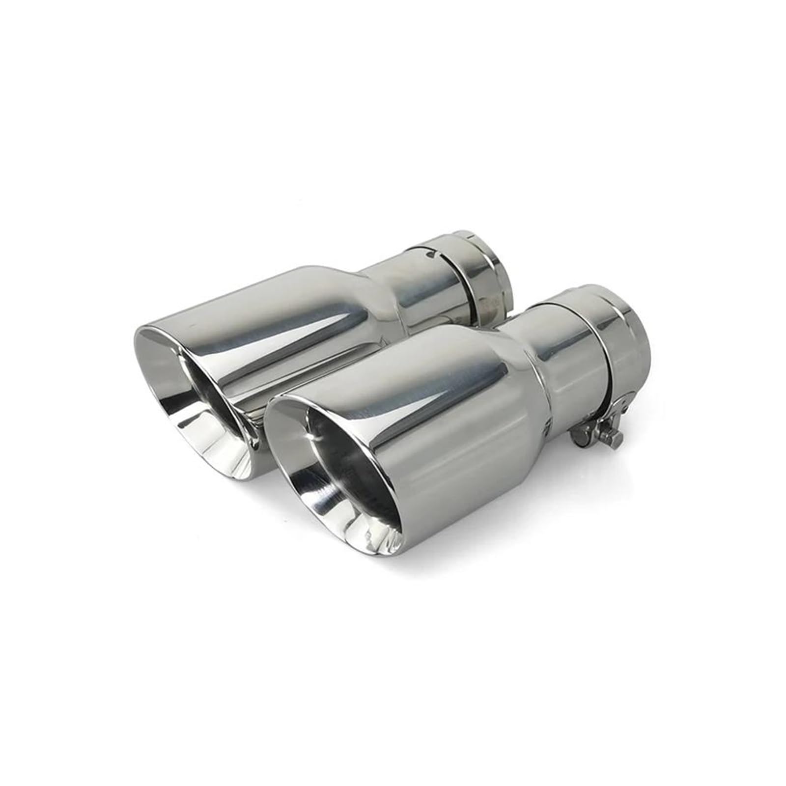Abgasrohrleitungen 2-teiliges Edelstahl-Universal-Auspuffendrohr, Chrom, Für Ihr Auto Autoschalldämpfer(ID60 OD89mm) von CAVINBDZ