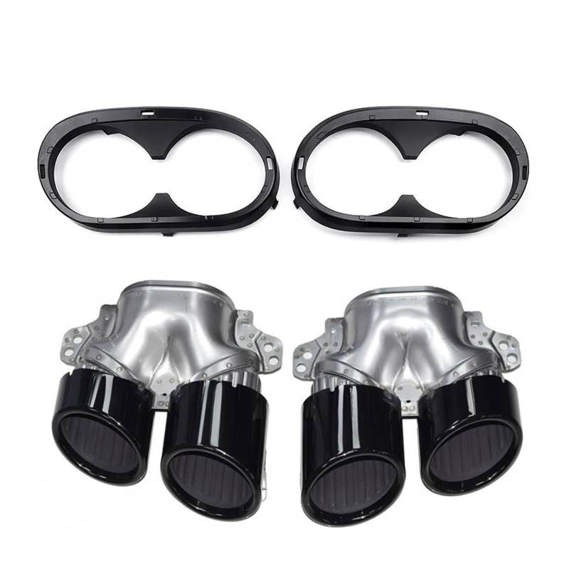 Abgasrohrleitungen Auspuffblende Heckstoßstange Schalldämpfer Auspuffendrohr Für Mercedes Für Benz W177 A35 C118 CLA35 X247 GLB35 A45S Umrüstung 2020+ Autoschalldämpfer(Black Set) von CAVINBDZ