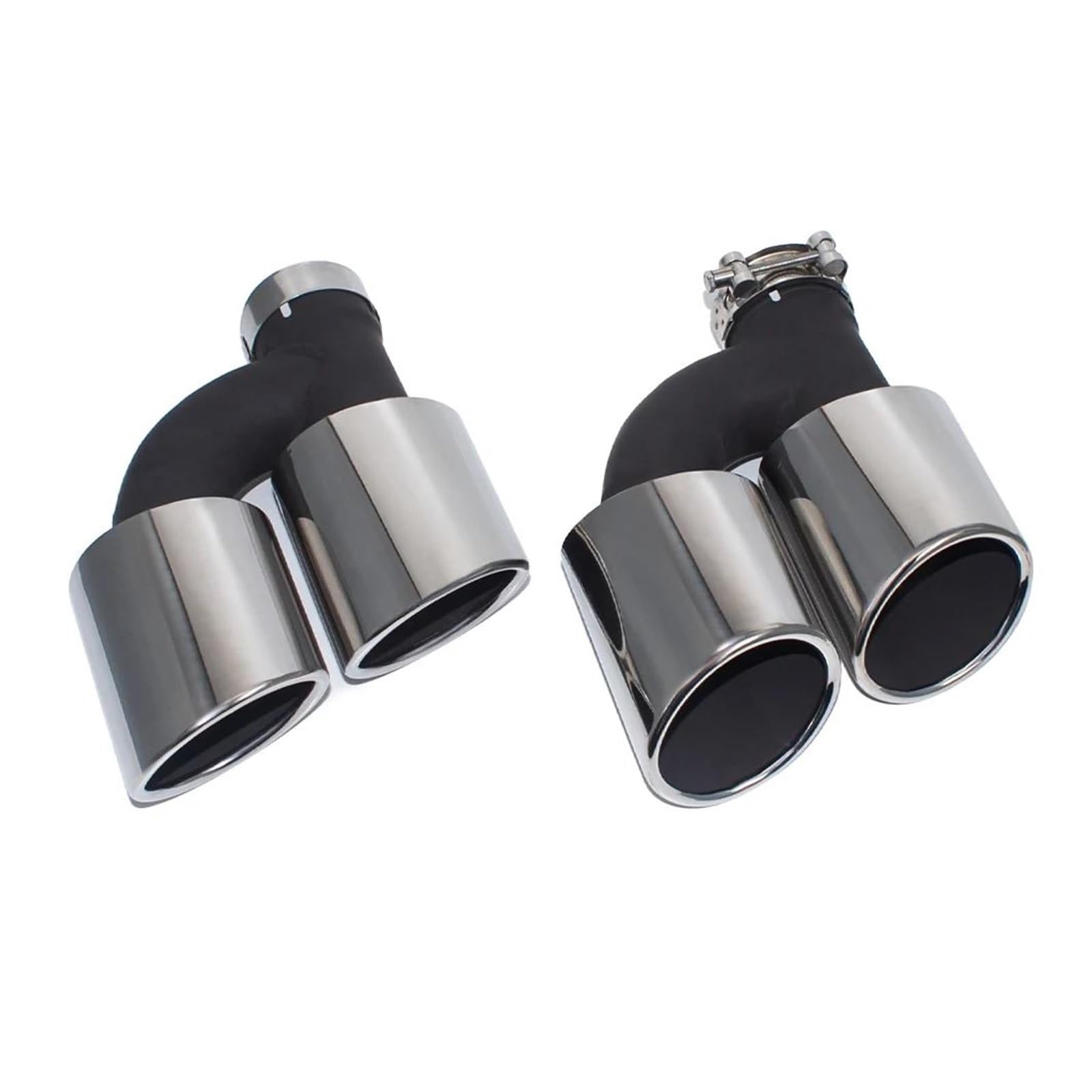 Abgasrohrleitungen Für A4 A5 A6 A7 S4 S5 S6 S7 2 Stück/Set Dual Out Edelstahl Auto-Endschalldämpferspitze 60mm Düse Autoschalldämpfer(Silber) von CAVINBDZ