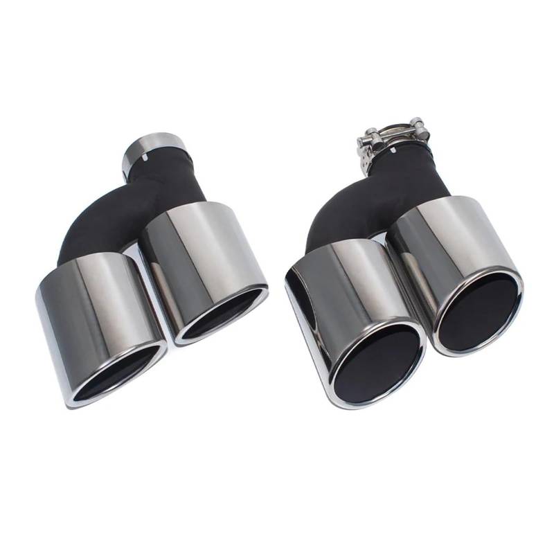 Abgasrohrleitungen Für A4 A5 A6 A7 S4 S5 S6 S7 2 Stück/Set Dual Out Edelstahl Auto-Endschalldämpferspitze 60mm Düse Autoschalldämpfer(Silber) von CAVINBDZ