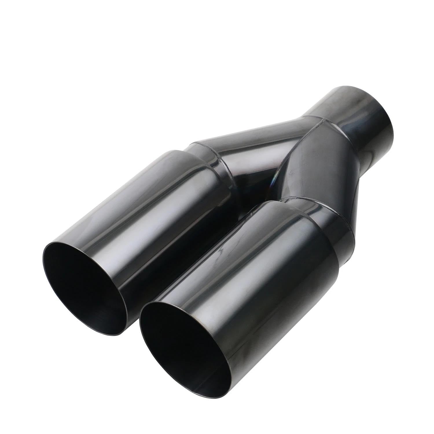 Abgasrohrleitungen Universal-Auspuffblende Aus Edelstahl Einlagig 63mm Einlass Gerader Schnitt 76mm Auslass Autoschalldämpfer(Black) von CAVINBDZ