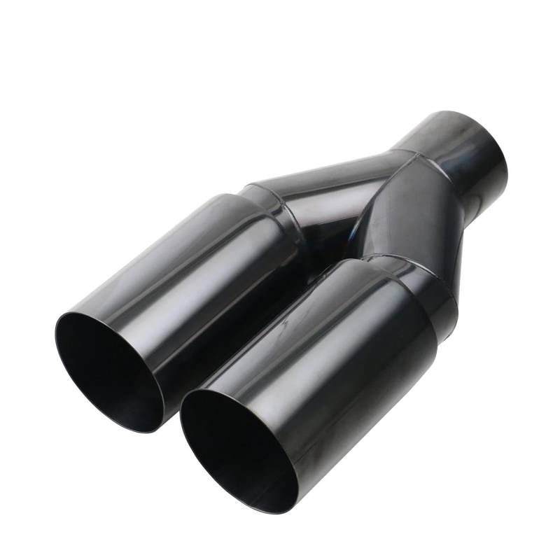 Abgasrohrleitungen Universal-Auspuffblende Aus Edelstahl Einlagig 63mm Einlass Gerader Schnitt 76mm Auslass Autoschalldämpfer(Black) von CAVINBDZ