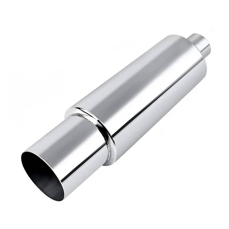 Abgasrohrleitungen Universaleinlass 2,5 Zoll Auslass 4 Zoll Schalldämpfer-Endrohr Edelstahl-Auspuff-Endrohr Autoschalldämpfer(Silber) von CAVINBDZ