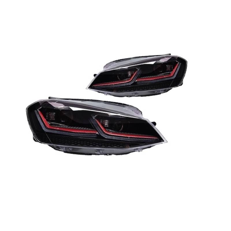 CBXPXVXP 2 PCS-Modell Kompatibel for VW Golk7 Golf 7 MK7 Upgrade 7.5 Design 2013-2017 Scheinwerfer Scheinwerfer Dual Projektor Facelift(RED light,For Right Hand) von CBXPXVXP
