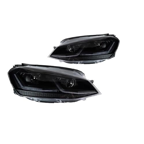 CBXPXVXP 2 PCS Scheinwerfer Scheinwerfer Kompatibel for VW Golk7 Golf 7 MK7 Upgrade 7,5 Design 2013-2017 Dual Projektor Facelift(BLACK light,For Left Hand) von CBXPXVXP