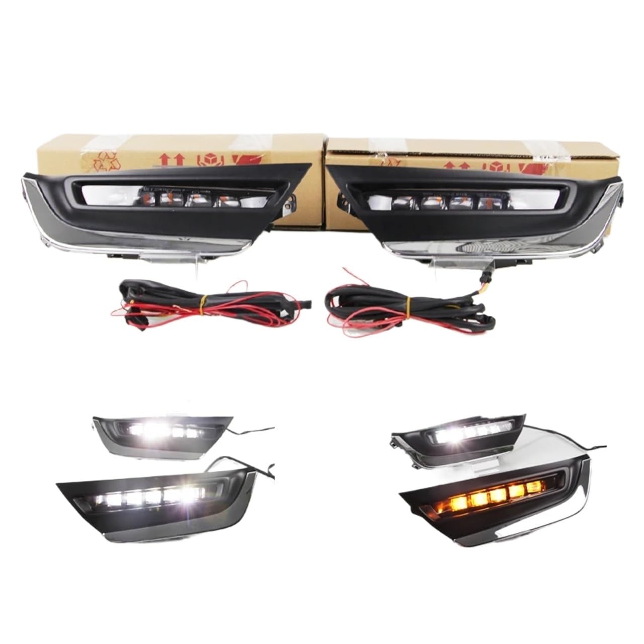 CBXPXVXP 2 Stück Auto DRL Nebelscheinwerfer Tagfahrlicht Kompatibel for CRV CR-V 2017 2018 2019 2020 Mit Blinker-Stil-Relais(White yellow) von CBXPXVXP