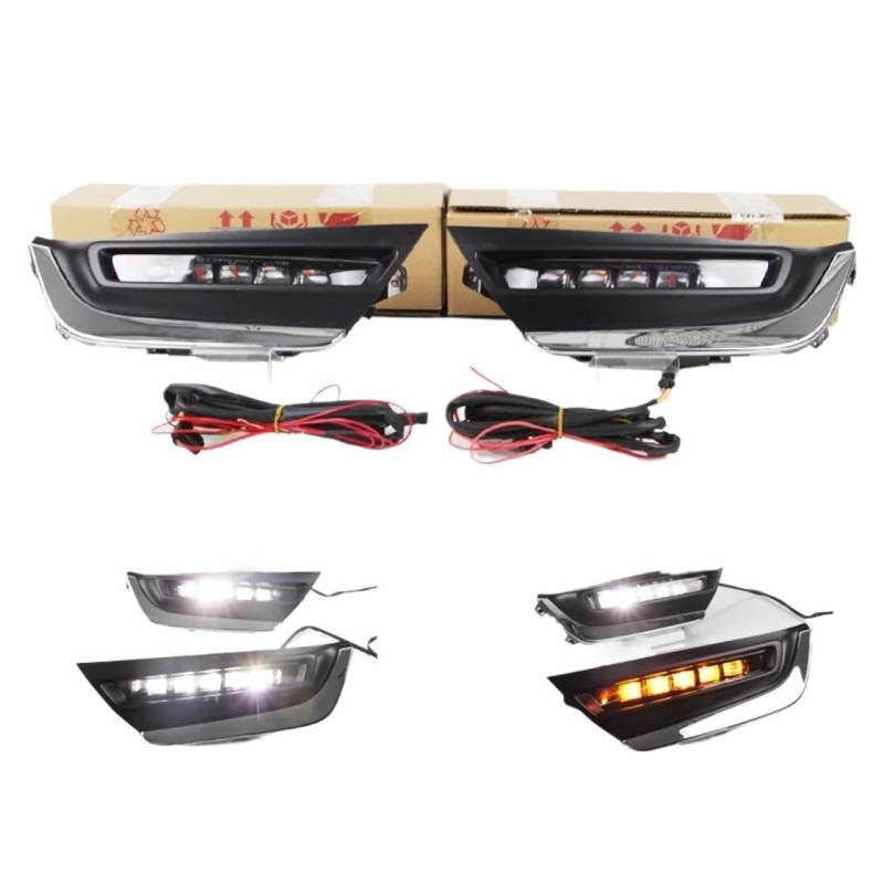 CBXPXVXP 2 Stück Auto DRL Nebelscheinwerfer Tagfahrlicht Kompatibel for CRV CR-V 2017 2018 2019 2020 Mit Blinker-Stil-Relais(White yellow) von CBXPXVXP