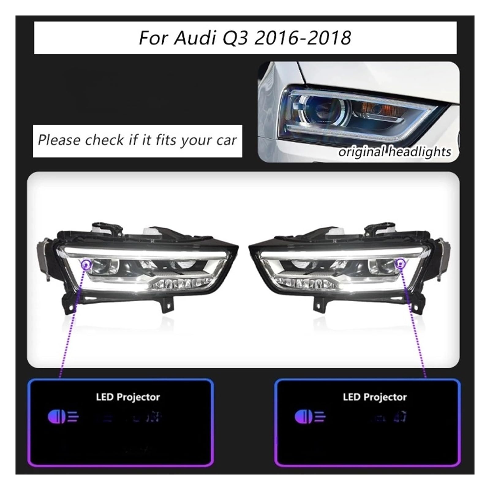 CBXPXVXP Autolicht kompatibel for Audi Q3 2016-2018 Scheinwerfer-Projektor-Kopflampe Tagfahrlicht Autozubehör CBXPXVXP Autolicht kompatibel for Audi Q3 2016-2018 Scheinwerfer-Projektor-Kopflampe Tagfahrlicht Autozubehör von CBXPXVXP