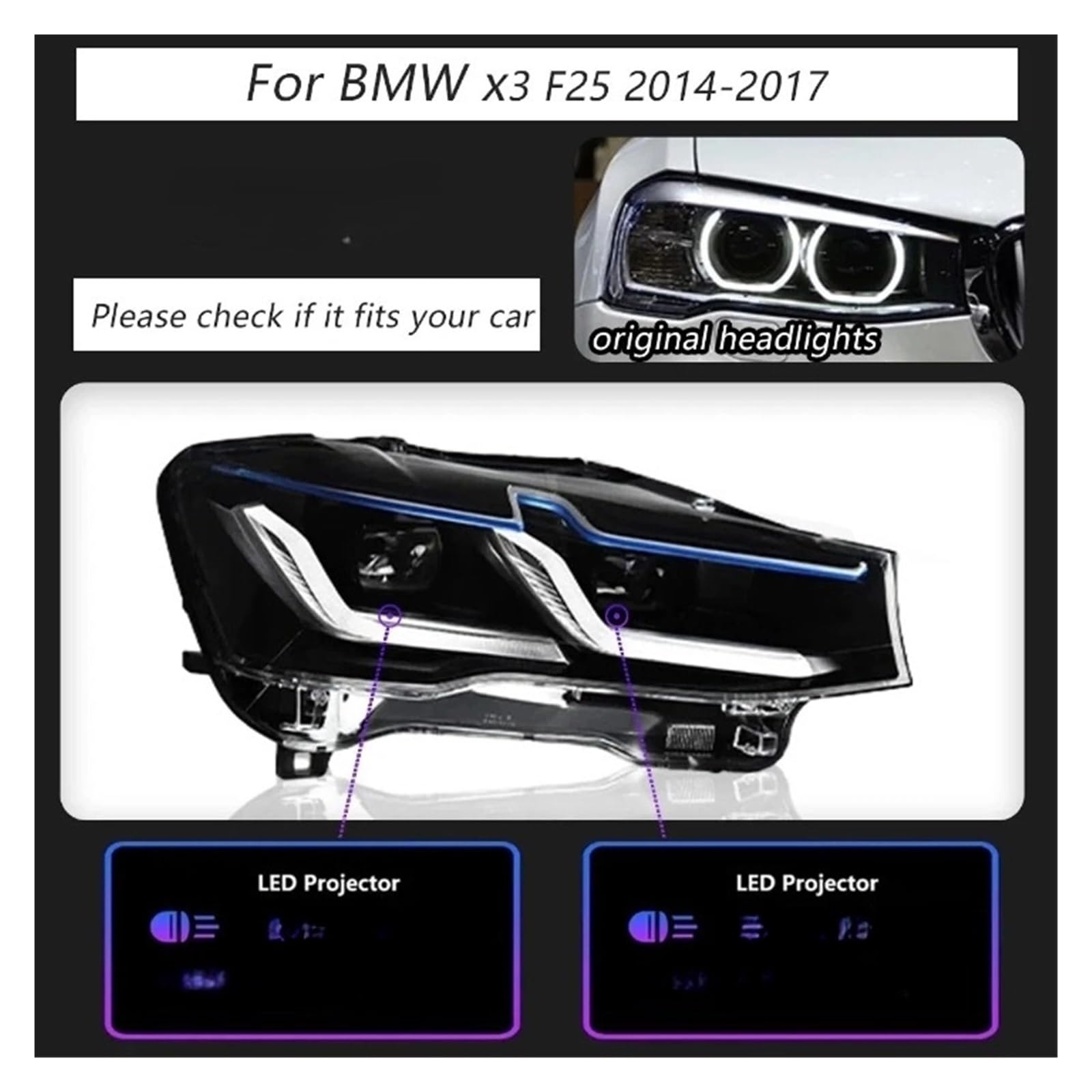 CBXPXVXP Autolichter Scheinwerferbaugruppe Kompatibel for BMW X3 2014-2017 X4 F26 F25 DRL Blinker Projektor Scheinwerfer Plug Play CBXPXVXP Autolichter Scheinwerferbaugruppe Kompatibel for BMW X3 2014-2017 X4 F26 F25 DRL Blinker Projektor Scheinwerfer Plug Play von CBXPXVXP