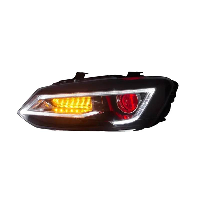 CBXPXVXP Autoscheinwerfer-Baugruppe, kompatibel mit VW POLO 2011–2017, Autoscheinwerfer-Upgrade, hochkonfiguriertes Projektorobjektiv-Zubehör(Demon Style) von CBXPXVXP