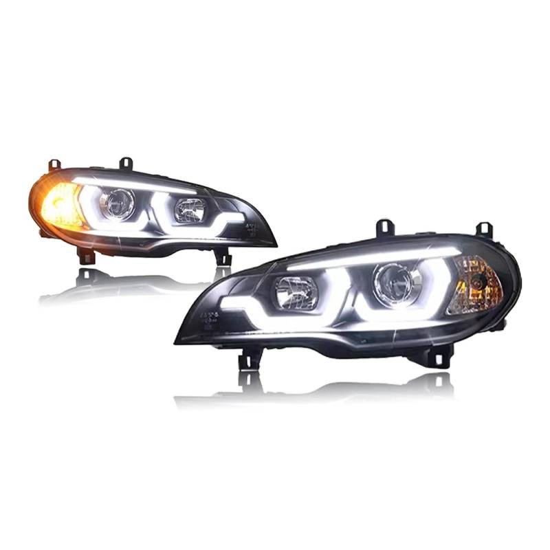 CBXPXVXP Autoscheinwerfer Kompatibel for BMW X5 E70 Scheinwerfer 2007-2013 Autolampen Tagfahrlicht Dynamische Blinker Autozubehör(For 2007-2010) von CBXPXVXP