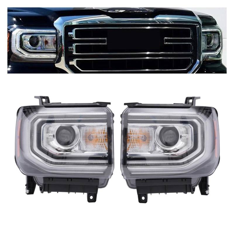CBXPXVXP Frontscheinwerferbaugruppe, klarer Scheinwerfer, kompatibel mit GMC Sierra 1500 2016–2018, HID/Xenon-Ersatzscheinwerfer von CBXPXVXP