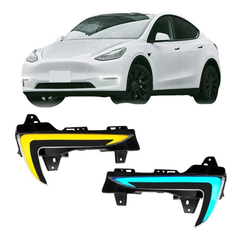 CBXPXVXP Lichter und Blinker Nebelscheinwerfer-Baugruppe kompatibel for Tesla Model 3/Y mit dreifarbigem Tag- und Nachtfahrlicht(M-3) von CBXPXVXP