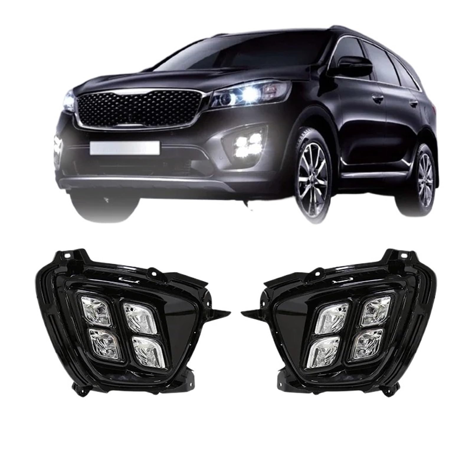 CBXPXVXP Nebelscheinwerfer Kompatibel for KIA Sorento 2015 2016 2017 Auto DRL Tagfahrlicht US Asia Typ Frontstoßstangenscheinwerfer Autozubehör(Russia Korea) von CBXPXVXP