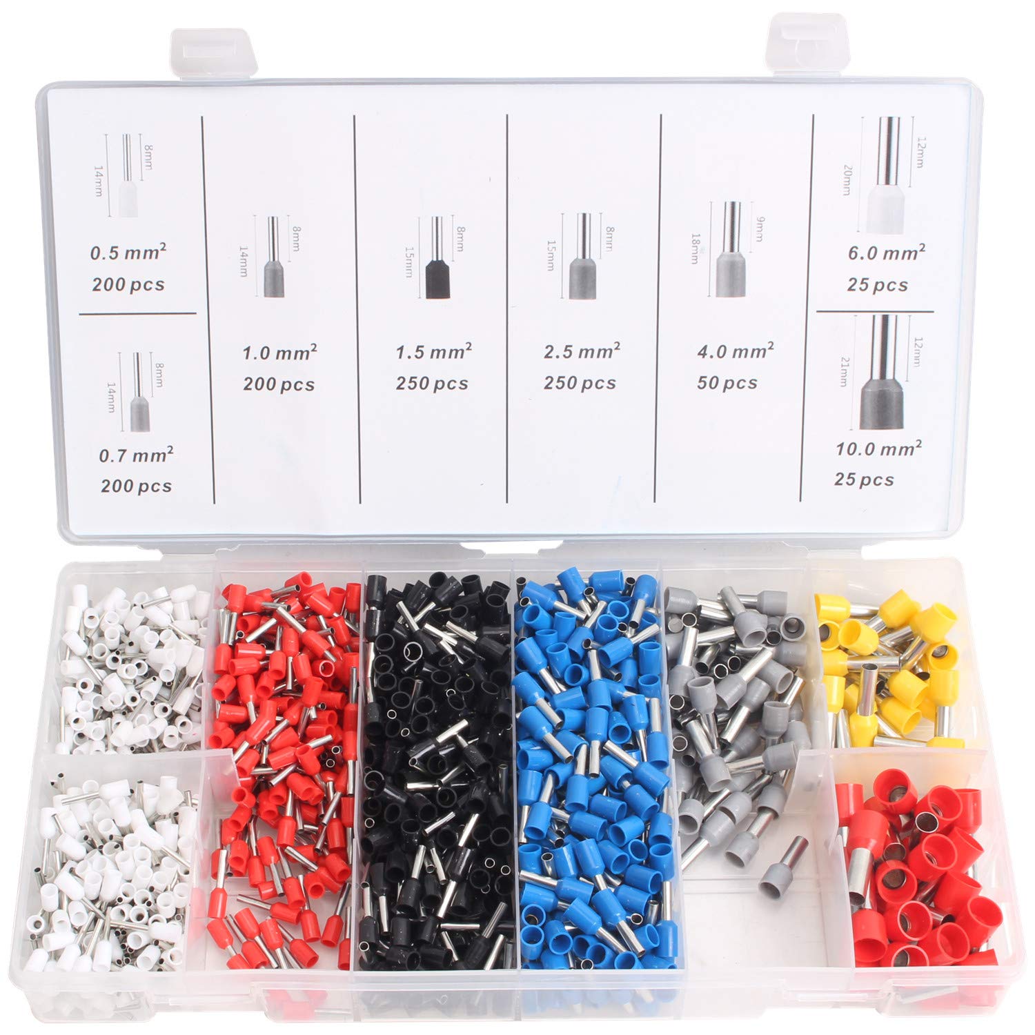 CCLIFE Aderendhülsen Set 1200 Stück Isolierte Sortiment Kabelendhülsen 0,5-10 mm² Adernhülsenbox für Drahtverbindung Elektriker,Bunt CCLIFE Aderendhülsen Set 1200 Stück Isolierte Sortiment Kabelendhülsen 0,5-10 mm² Adernhülsenbox für Drahtverbindung Elektriker,Bunt von CCLIFE