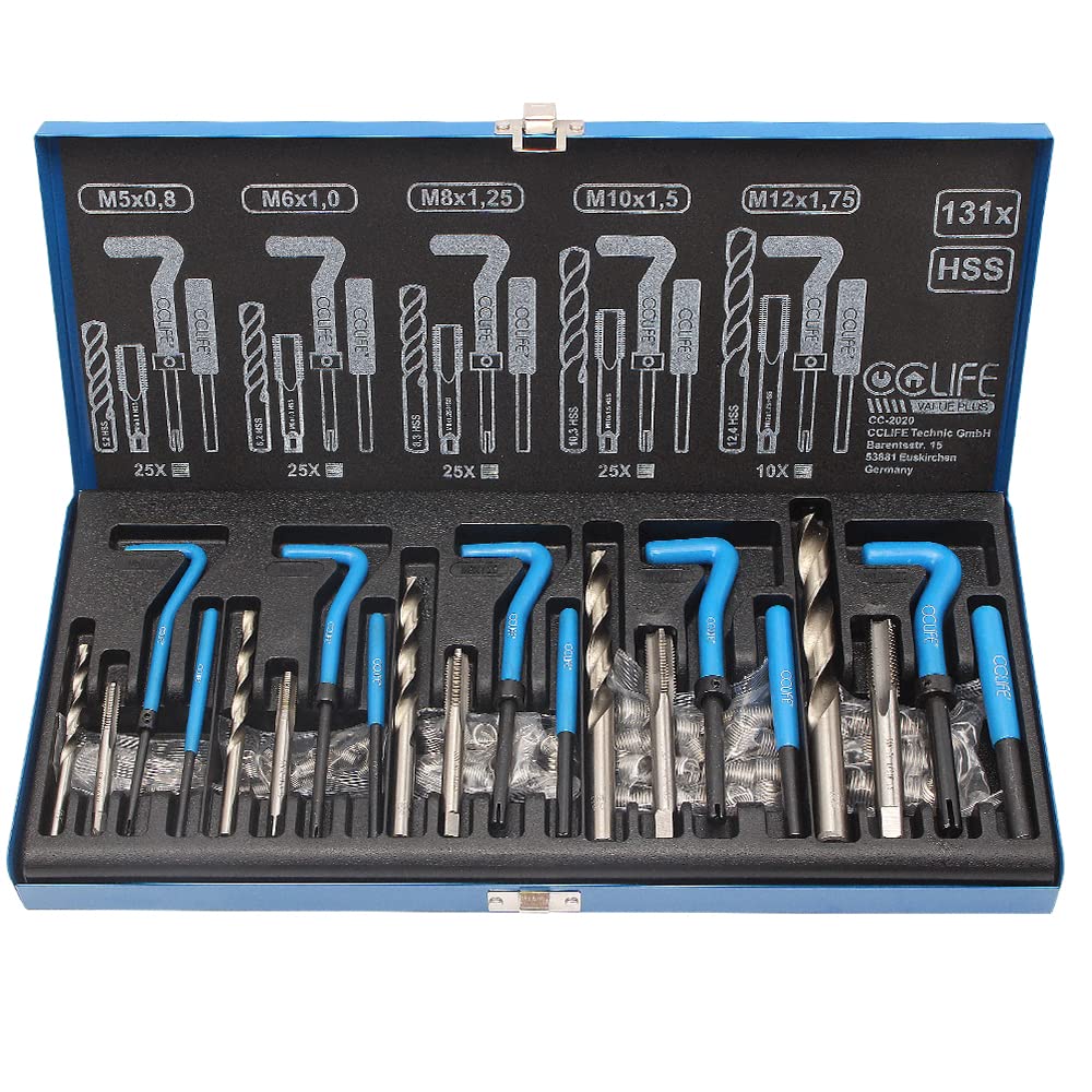 CCLIFE Gewindereparatur Gewinde 131tlg Reparatur Satz Einsätze Hülsen, mit M5 M6 M8 M10 M12 CCLIFE Gewindereparatur Gewinde 131tlg Reparatur Satz Einsätze Hülsen, mit M5 M6 M8 M10 M12 von CCLIFE