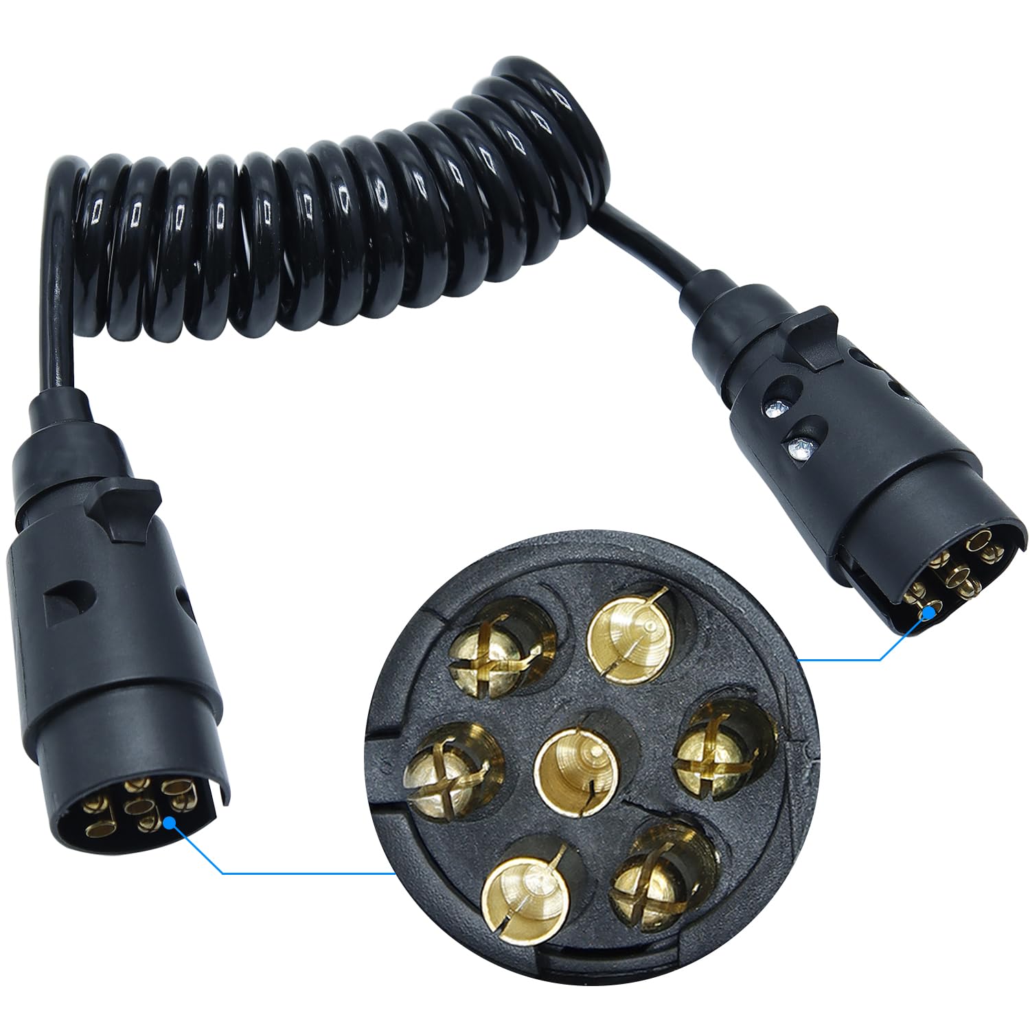 CCLIFE 2.0m 7-polig auf 7 Polig Adapter Stecker Verbindung Verlängerungskabel Spiralkabel Anhängerkabel Adapter für Anhänger Bootstrailer PKW TreckerPKW-Anhänger Caravan Wohnwagen CCLIFE 2.0m 7-polig auf 7 Polig Adapter Stecker Verbindung Verlängerungskabel Spiralkabel Anhängerkabel Adapter für Anhänger Bootstrailer PKW TreckerPKW-Anhänger Caravan Wohnwagen von CCLIFE