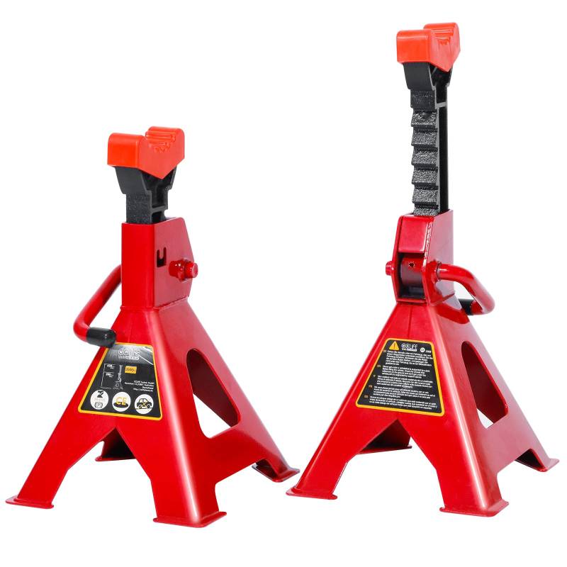 CCLIFE 2X Unterstellböcke 3T Höhenverstellbar in 10 Stufen (28,5-40 cm) unterstellböcke KFZ inkl. Gummiauflage Stützböcke für Auto Unterstellbock Kompatibel mit verschiedenen Auto von CCLIFE
