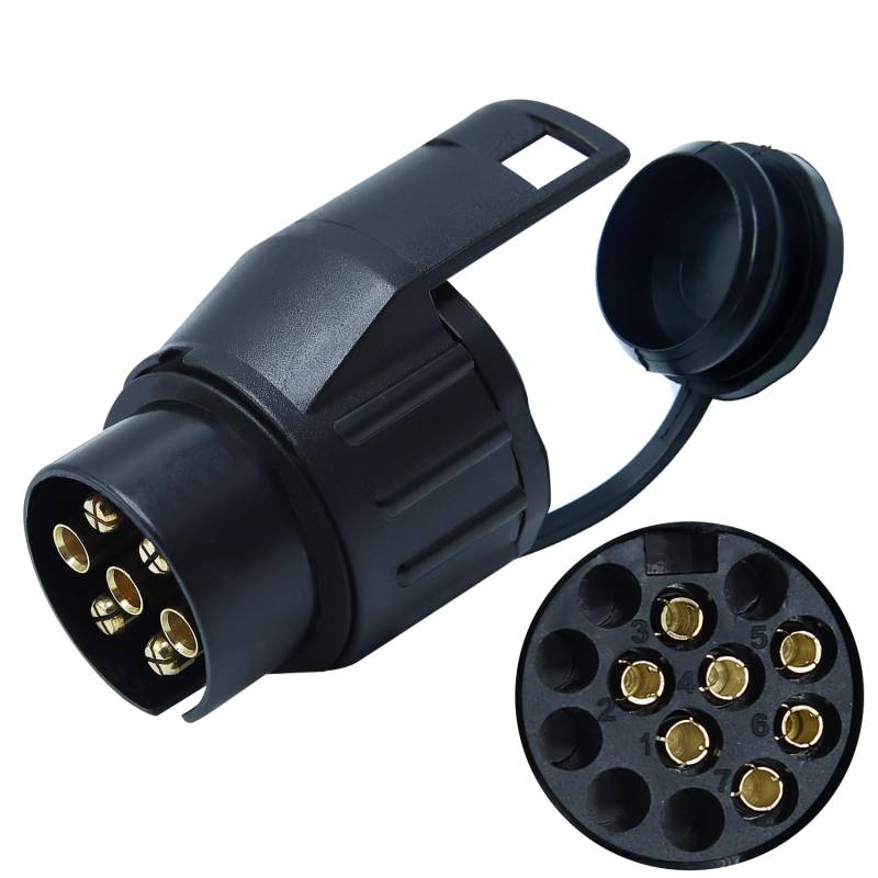 CCLIFE 7 auf 13-polig Adapter Stecker mit Dichtung, Universal für Anhänger 12 V Stromversorgung für KFZ Anhänger, Fahrradhänger, Hänger Adapter Stecker von CCLIFE