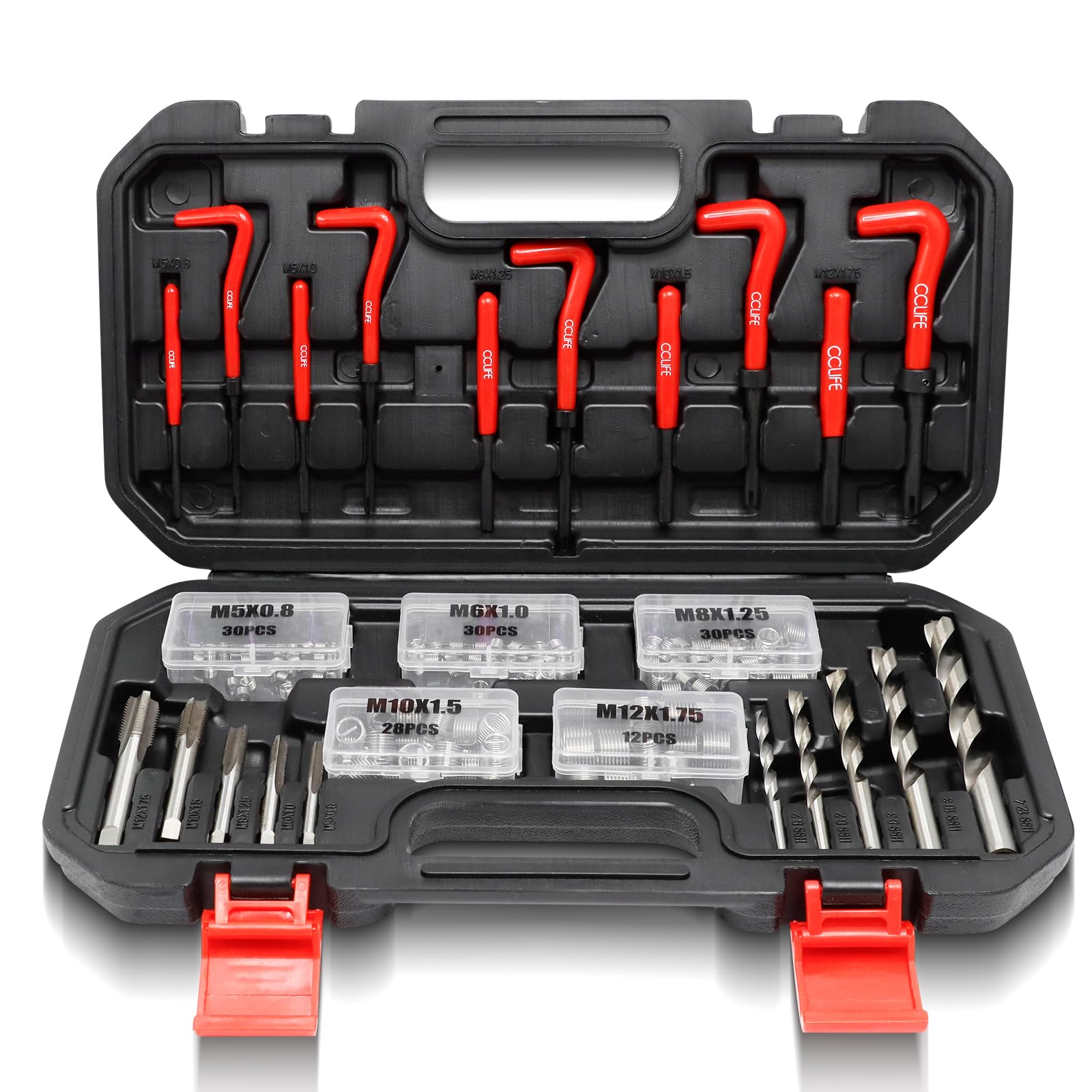 CCLIFE Gewindereparatursatz 150tlg HSS Helicoil Set mit M5 M6 M8 M10 M13 Gewinde Reparatursatz Werkzeug Set mit tragbarer Aufbewahrung CCLIFE Gewindereparatursatz 150tlg HSS Helicoil Set mit M5 M6 M8 M10 M13 Gewinde Reparatursatz Werkzeug Set mit tragbarer Aufbewahrung von CCLIFE