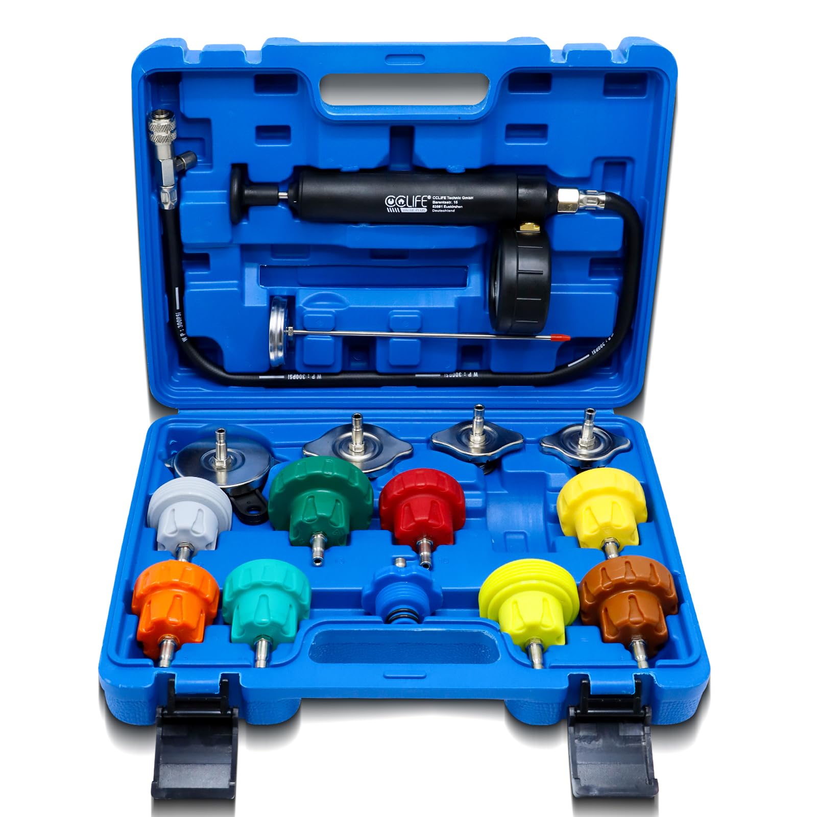 CCLIFE Kühlsystem Abdrückgerät 16tlg Abdrücken Tester Kühlwasser Befüllgerät Kühler Entlüftungsgerät Kühlsystemtester Wassertank Lecksucher CCLIFE Kühlsystem Abdrückgerät 16tlg Abdrücken Tester Kühlwasser Befüllgerät Kühler Entlüftungsgerät Kühlsystemtester Wassertank Lecksucher von CCLIFE