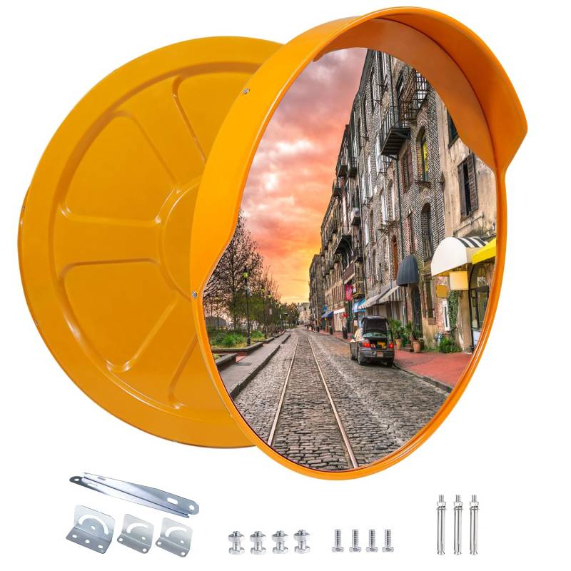 CCLIFE Verkehrsspiegel 60 cm Konvexspiegel Dicker Spiegelschicht Garagen Einfahrten Parkhilfe verstellbarer Weitwinkelblick Innen Außen gewölbter Sicherheitsspiegel von CCLIFE