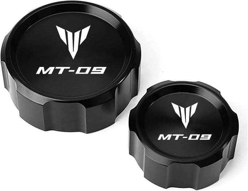 CCYYMOWOK Motorrad Zubehör Für Yamaha MT 09 MT09 SP 2021 2022 2023 2024 2025 TRACER 9 GT tracer9 tracer 9gt MT-09 Bremsflüssigkeitsbehälter Abdeckungen Schutz Vorne und Hinten (Schwarz) von CCYYMOWOK