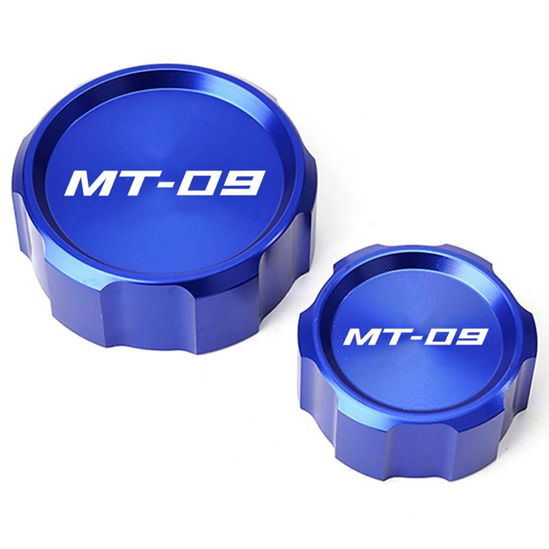 MOWOK Motorrad Zubehör für MT09 MT-09 SP 2021 2022 2023 2024 vorne hinten Bremsflüssigkeitsbehälter Abdeckungen Bremsöltankdeckel (Blau) von CCYYMOWOK