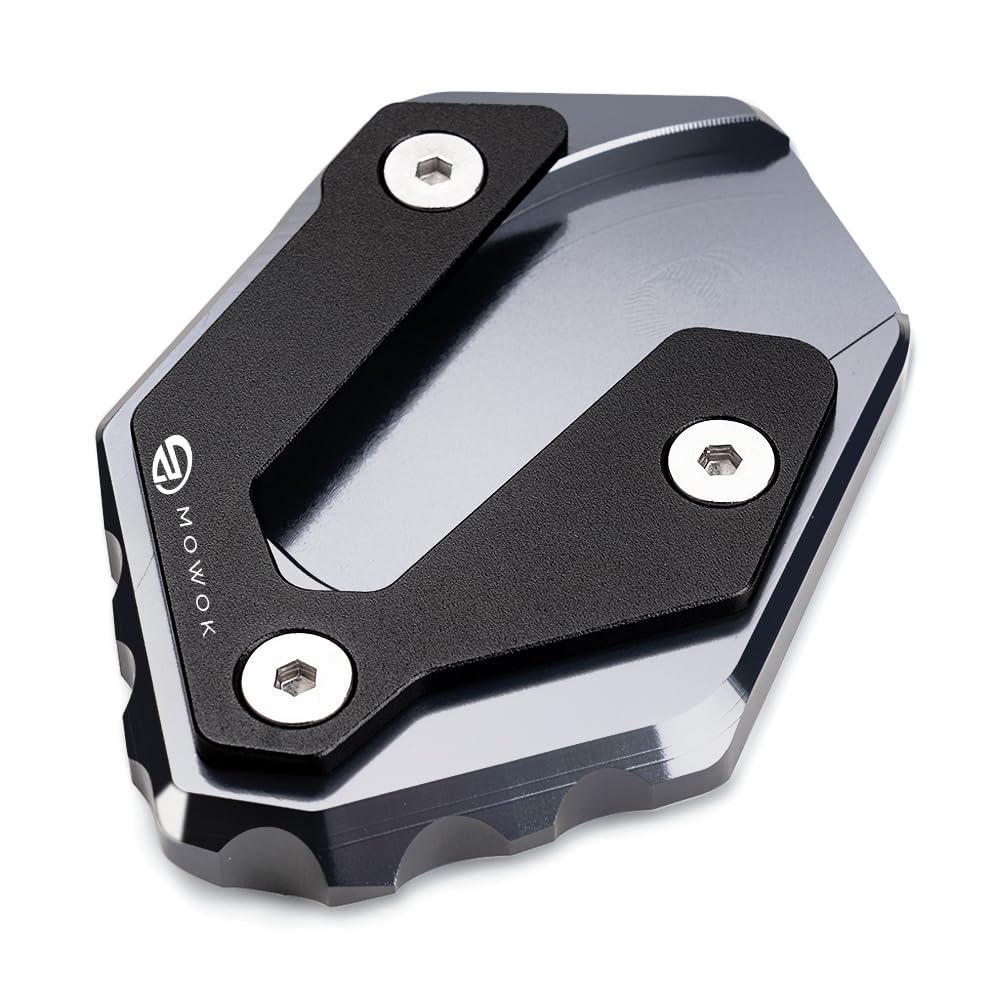 MOWOK Motorrad Seitenständer Platte fuß-verbreiterung Ständer für MT07 MT09 TRACER 9 GT 7 GT 900GT 700GT XSR 700 900 R7 R125 FZ6 XJ6 MT-125 MT-09 SP 2024 Zubehör (Grau) von CCYYMOWOK