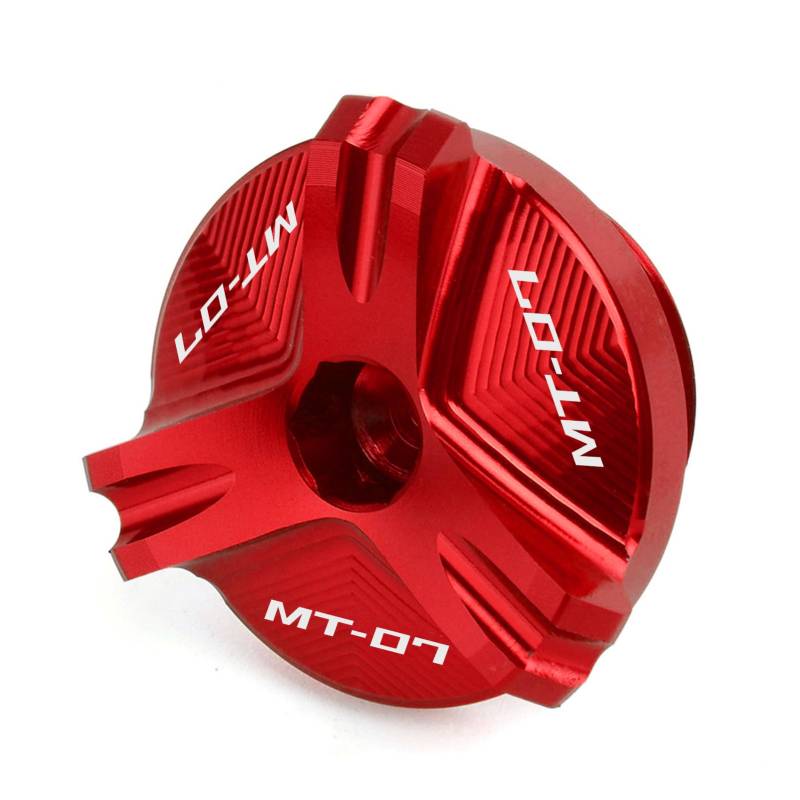 Motorradzubehör CNC-Öl-Einfüllkappe Motorsteckerabdeckung passend für Yamaha MT07 MT-07 Tracer FZ07 2014-2021 2022 2023 (rot) von CCYYMOWOK