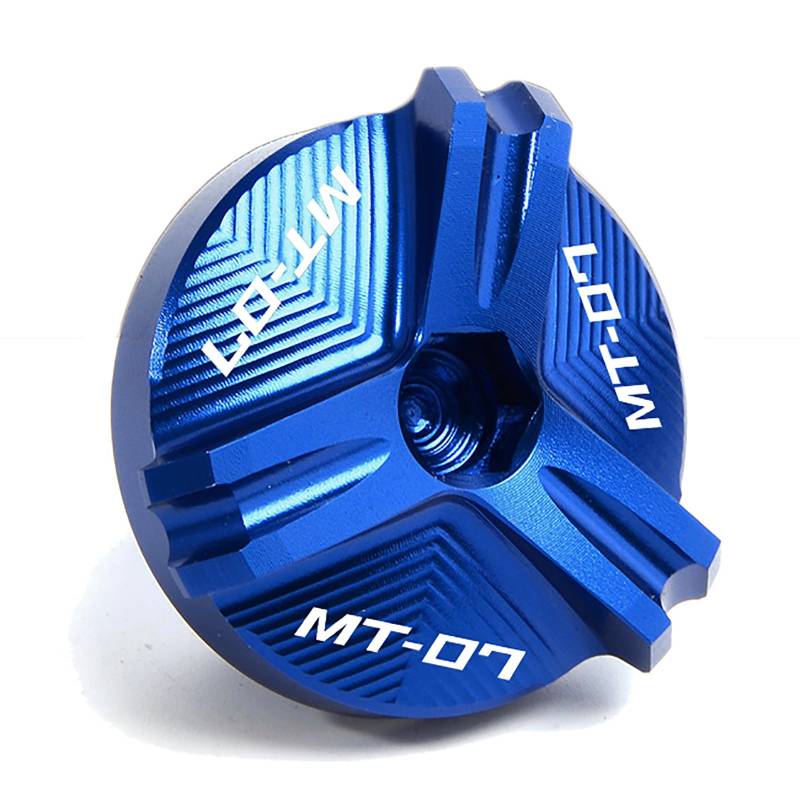 Motorradzubehör CNC-Öleinfüllkappe Motorsteckerabdeckung passend für Yamaha MT07 MT-07 Tracer FZ07 2014-2021 2022 2023 (blau) von CCYYMOWOK