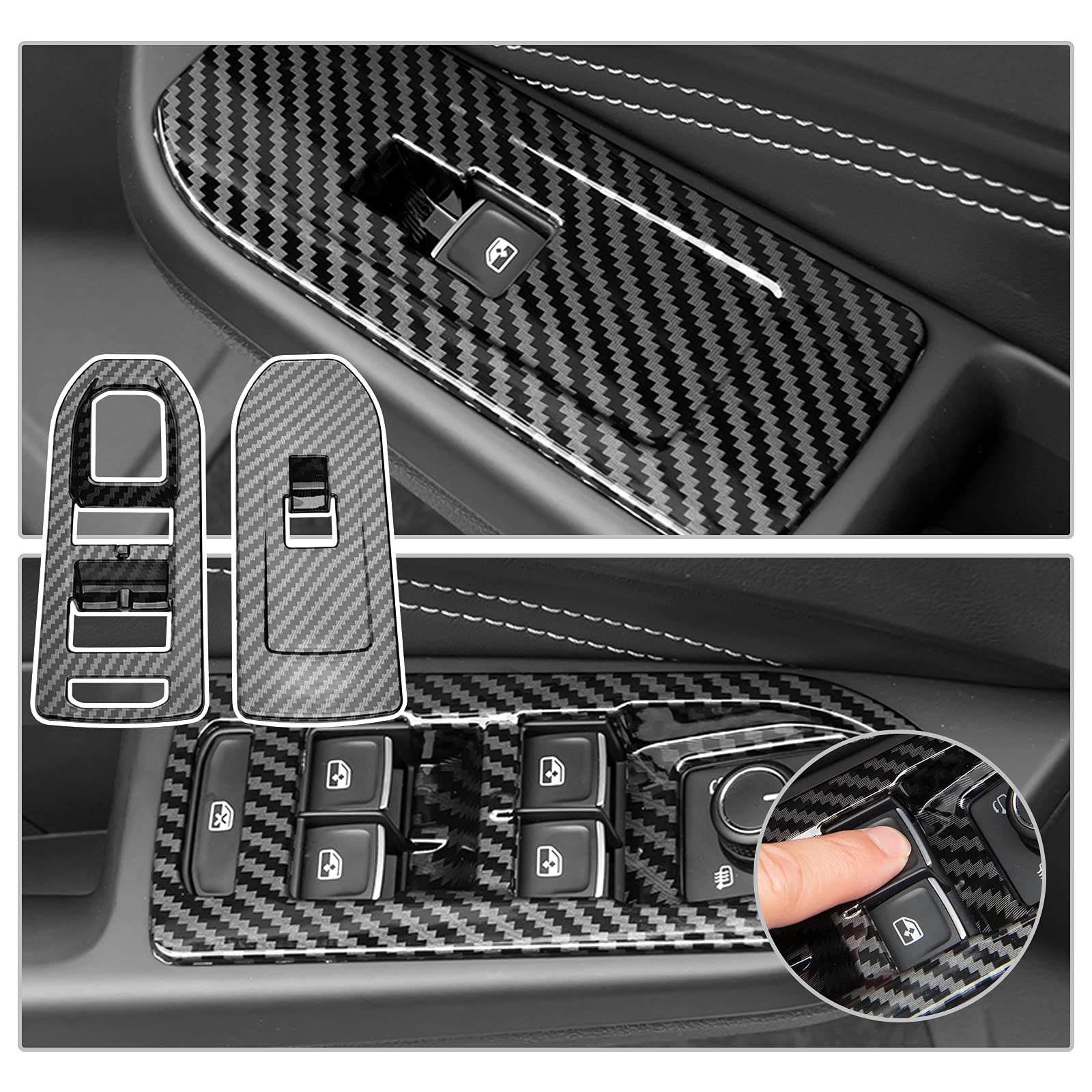 [4 Stück] CDEFG Golf 8 GTI GTD GTE 2020+ Interieur Dekor ABS Kunststoff Dekoration Interieurleisten Kohlefaser Auto Zubehör (Türverkleidungen) von CDEFG