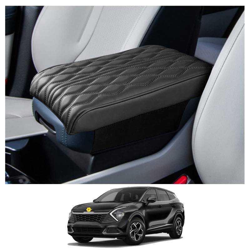 CDEFG K-ia Sportage NQ5 2022 2023 Mittelarmlehne Armlehnen Deckel Kratzschutz Mittelkonsole Kunstleder Armlehne Abdeckung Center Console Cover Sportage 2023 Zubehör (Schwarz) von CDEFG