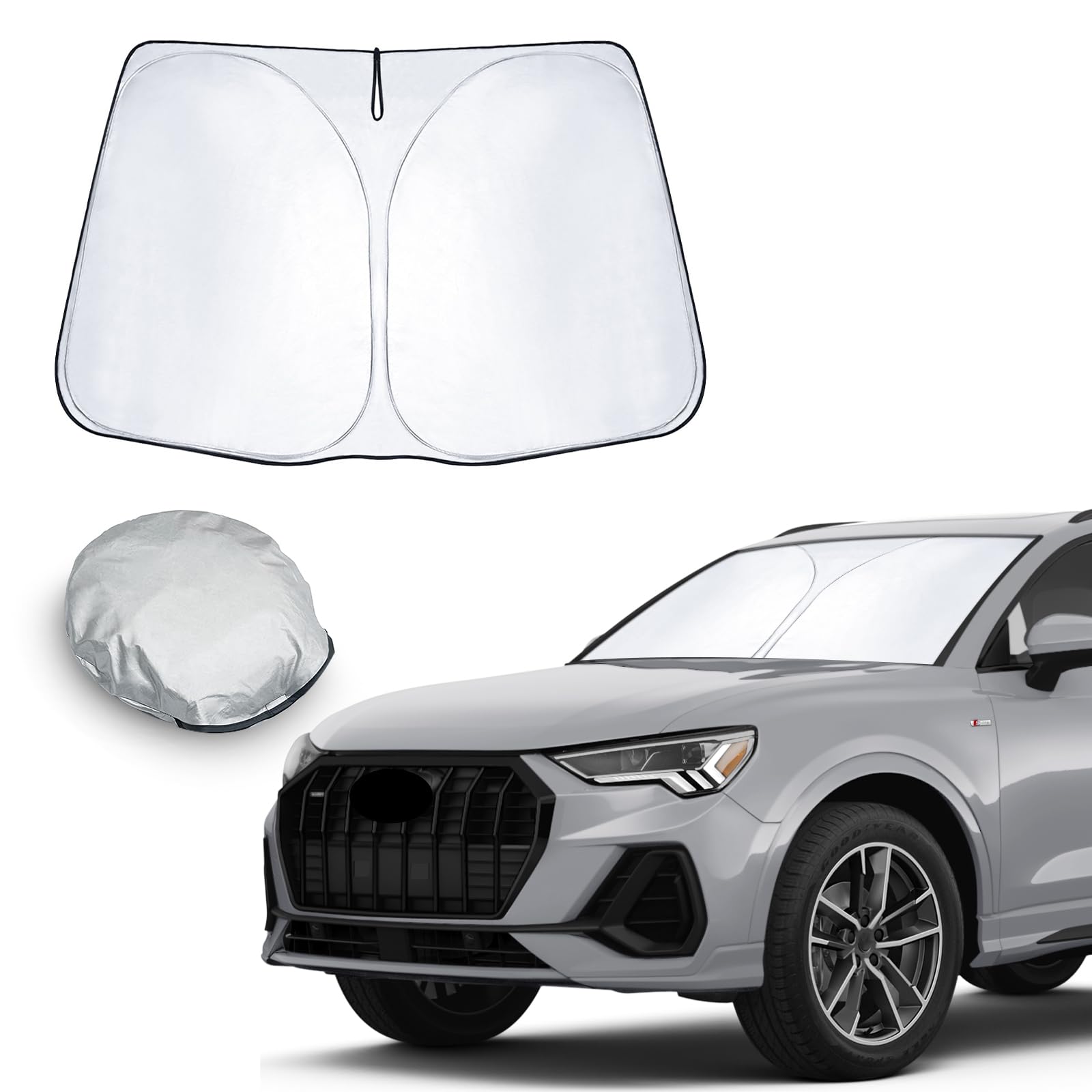 CDEFG Kompatibel mit Audi Q3 F3 8U 2013-2023 2024 Sonnenschutz Abdeckungen Frontscheibe Sonnenschirm Die Vordere Schallwand Windschutzscheibe Auto Sonnenblende Q3 8U F3 Zubehör von CDEFG