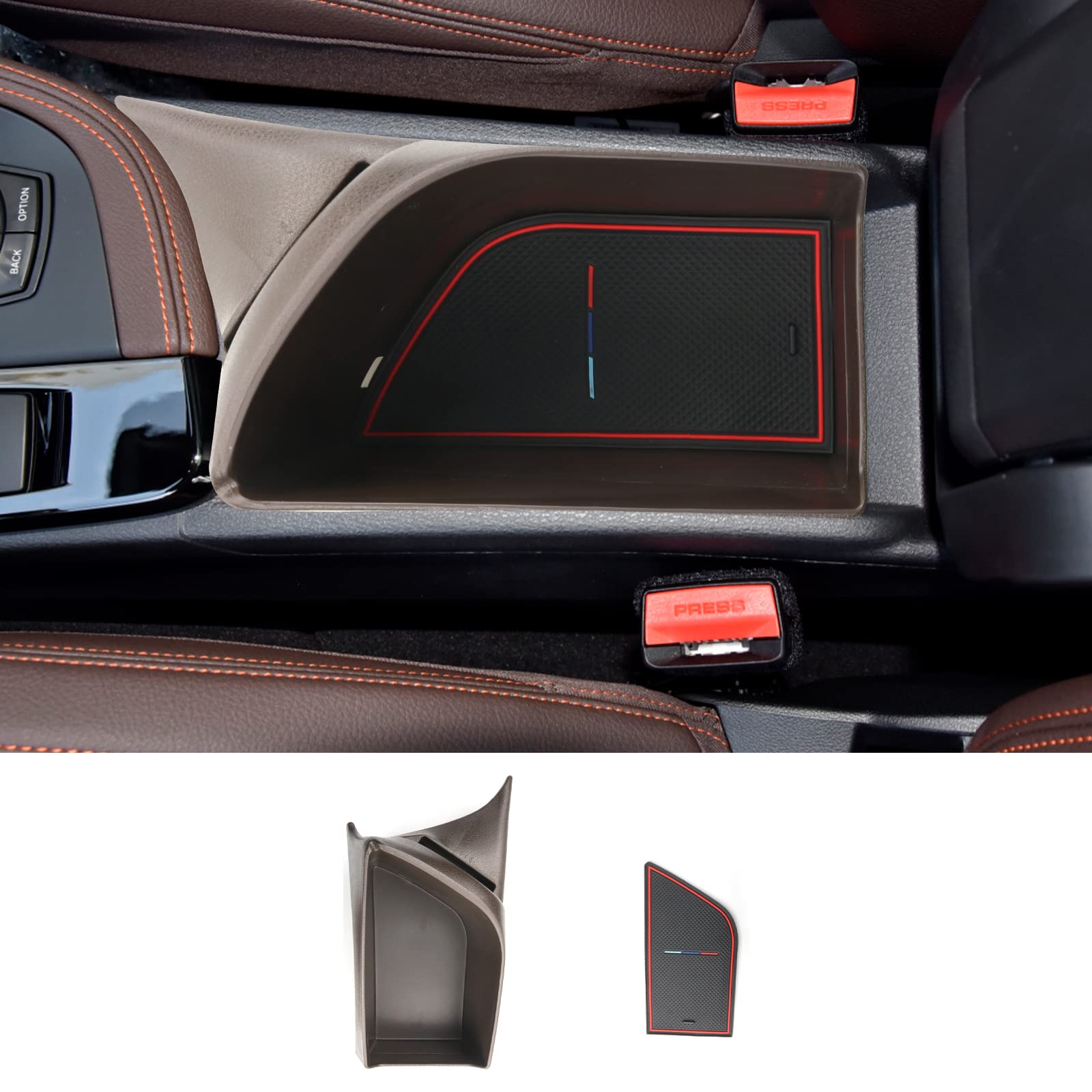 CDEFG Kompatibel mit BMW X1 F48 X2 F39 2016-2019, Mittelarmlehne Mittelkonsole Armlehne Organizer Armlehnen Aufbewahrungsbox Aufbewahrung Auto Center Console Tray Innenraum Zubehör (Braun) von CDEFG