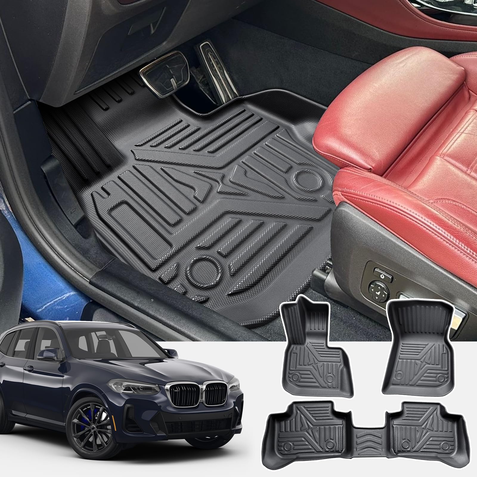 CDEFG Kompatibel mit BMW X3 G01 2017-2023 2024 Fußmatten, Fussmatten TPE Auto Wasserdicht Einfach zu Säubern Premium Allwetter Gummimatten vorn+hinten Matten X3 G01 Zubehör CDEFG Kompatibel mit BMW X3 G01 2017-2023 2024 Fußmatten, Fussmatten TPE Auto Wasserdicht Einfach zu Säubern Premium Allwetter Gummimatten vorn+hinten Matten X3 G01 Zubehör von CDEFG