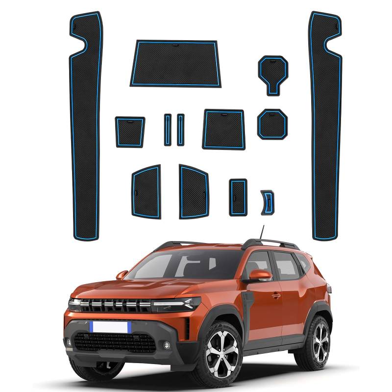 CDEFG Kompatibel mit Dacia Duster 3 III 2024 2025 Gummimatten Mittelkonsole Antirutschmatten Duster 3 rutschfest Gummi Auto Matte Duster 2024 Hybrid Zubehör (Blau) von CDEFG