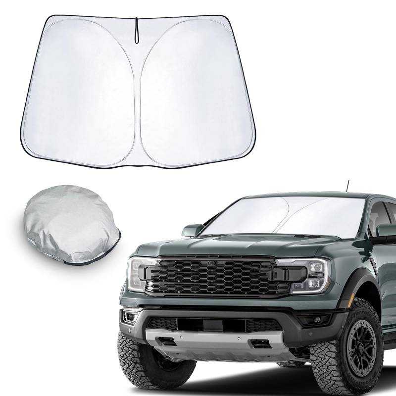 CDEFG Kompatibel mit Ford Ranger T9 2023 2024 Raptor Wildtrak XLT Sonnenschutz Abdeckungen Frontscheibe Sonnenschirm Die Vordere Schallwand Windschutzscheibe Auto Sonnenblende Wildtrak XLT Zubehör von CDEFG