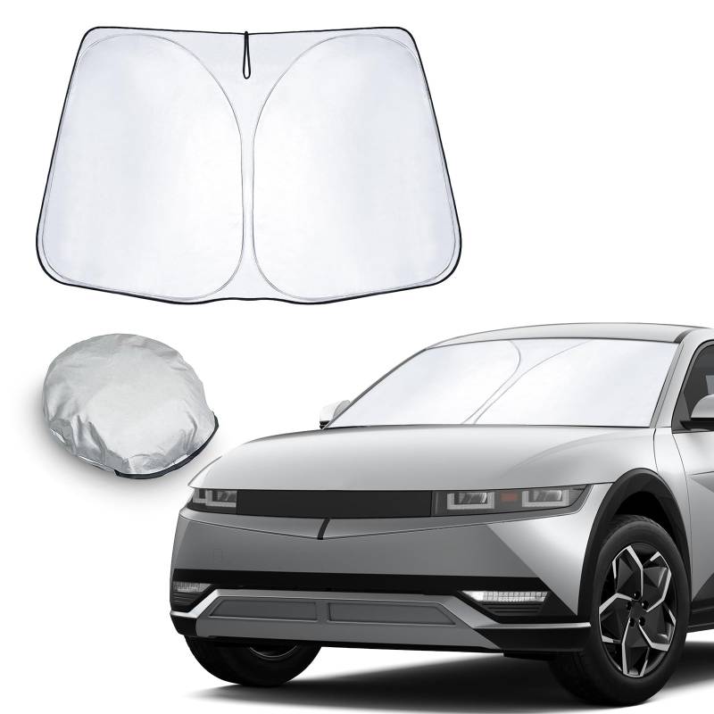 CDEFG Kompatibel mit Hyundai Ioniq 5 2021-2024 2025 Sonnenschutz Abdeckungen Frontscheibe Sonnenschirm Die Vordere Schallwand Windschutzscheibe Auto Sonnenblende Ioniq 5 Zubehör von CDEFG