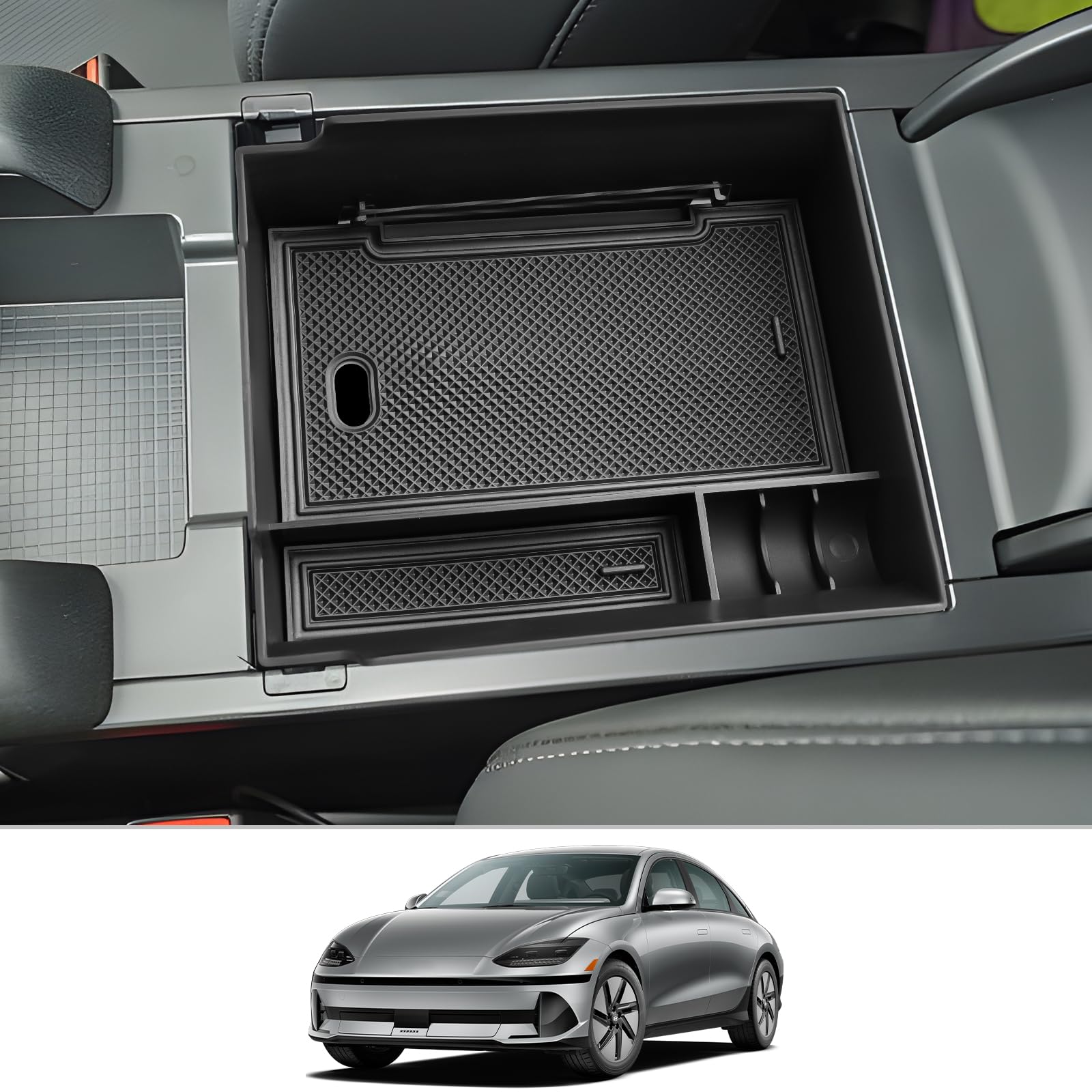 CDEFG Kompatibel mit Hyundai Ioniq 6 2023 2024 Mittelkonsole Organizer Aufbewahrungsbox Zentrale Steuerung Auto Center Console Tray Ioniq 6 2024 Zubehör von CDEFG