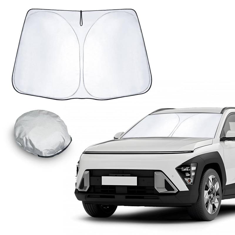 CDEFG Kompatibel mit Hyundai Kona SX2 2024 2025 Hybird EV Elektro Sonnenschutz Abdeckungen Frontscheibe Sonnenschirm Die Vordere Schallwand Windschutzscheibe Auto Sonnenblende Kona SX2 2024 Zubehör von CDEFG