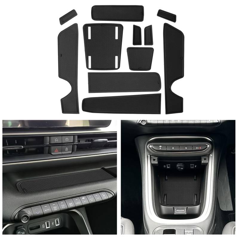 CDEFG Kompatibel mit Jeep Avenger 2023 2024 2025 Avenger EV Hybrid, Gummimatten Mittelkonsole Antirutschmatten rutschfest Becherhalter Gummi Matte Armlehne Avenger 2023 Zubehör (Schwarz) von CDEFG