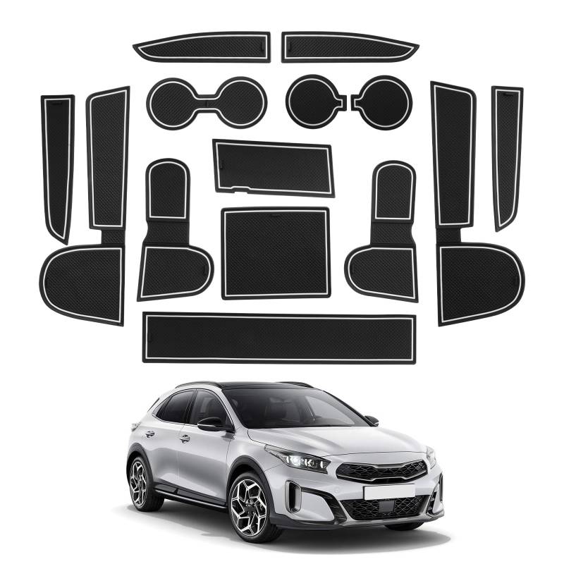 CDEFG Kompatibel mit Kia Ceed/Proceed/XCeed GT 2018-2024 2025 Gummimatten Mittelkonsole Antirutschmatten rutschfest Becherhalter Non-Slip Gummi Auto Matte Ceed XCeed Zubehör (Schaltgetriebe Weiß) von CDEFG